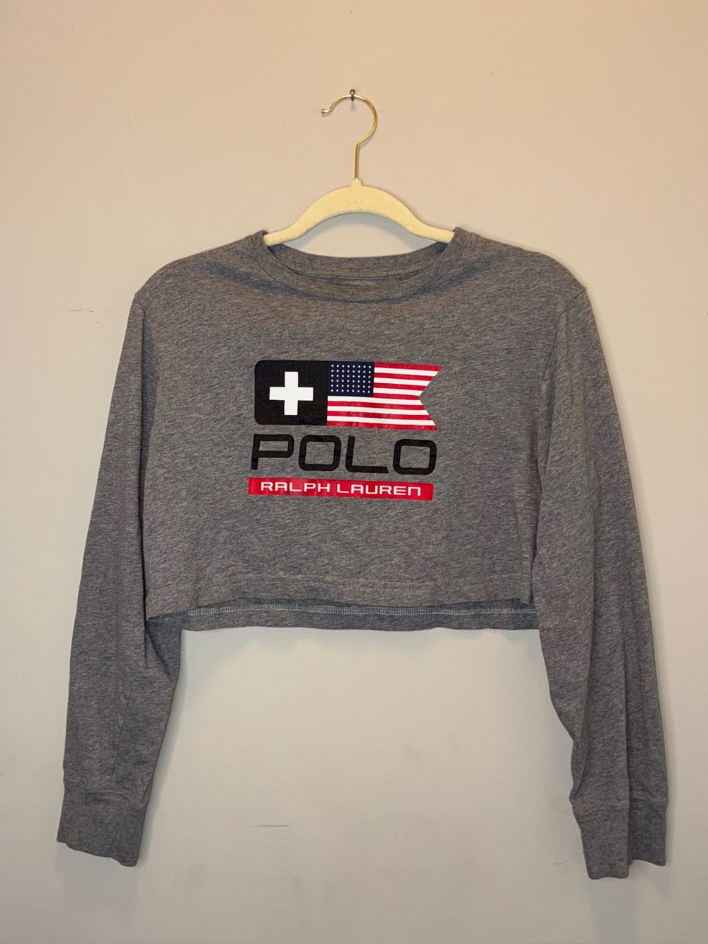 Polo by Ralph Lauren Gray Cropped Long Sleeve